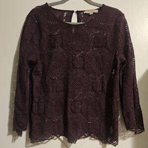 LOFT Lace Blouse - Purple